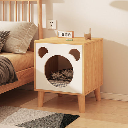 Solid Wood Leg Cat Nest Bedside Table Simple Modern