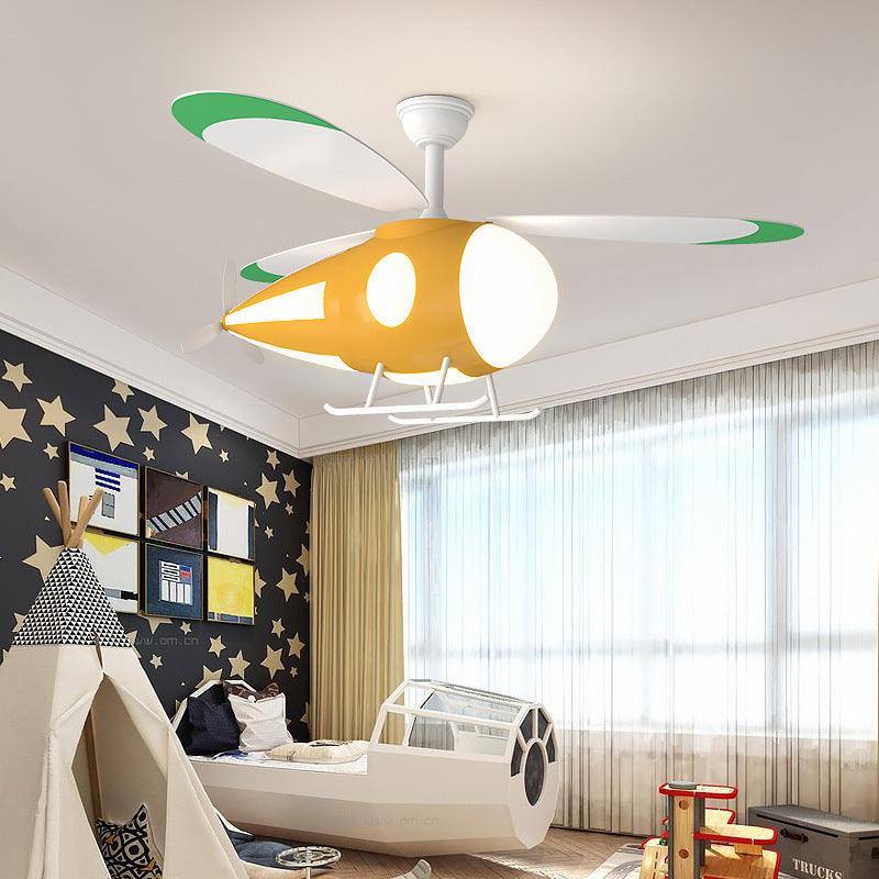 Lampe de ventilateur de plafond créative moderne pour chambre de garçon et de fille