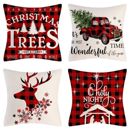 Home Decoration Christmas Pillow Cover Four-piece Set