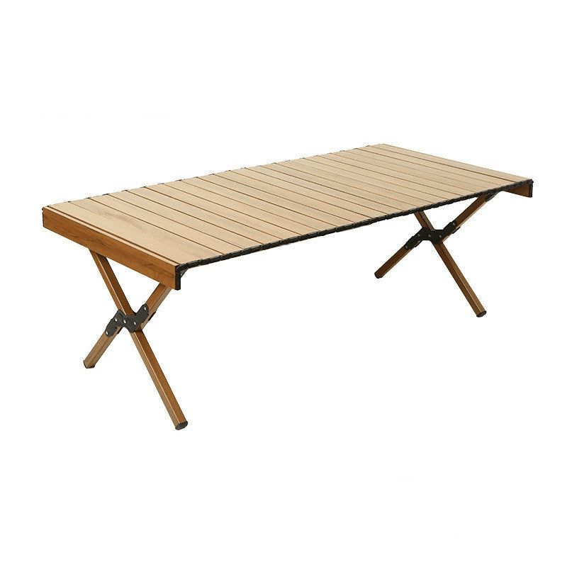 Mesa de barbacoa portátil y autónoma para acampar, mesa de madera de grano