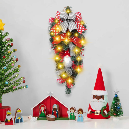 Guirlande de décoration murale pour arbre de Noël avec nœud à suspendre sur une porte