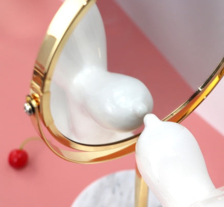 Plateau de table rond de bureau avec miroir de maquillage en marbre