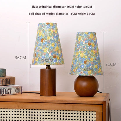 Flower Romantic Table Lamp Solid Wood Bedroom Study Decorative Lamp