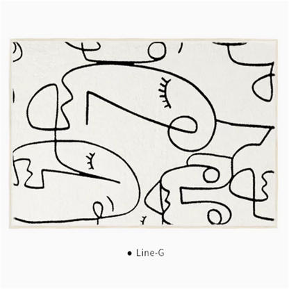 Black And White Line End Table Mat