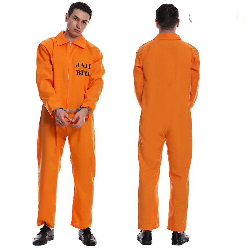 Costume de prisonnier orange pour hommes et femmes de grande taille pour Halloween