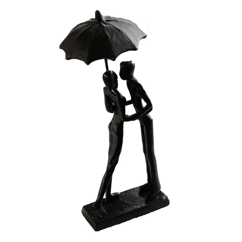 Cast Iron Umbrella Couple Ornament Home Retro