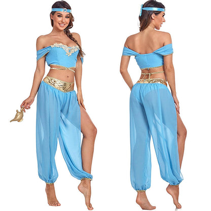 Vestido de princesa Jasmine para mujer, para Halloween, para actuaciones en el escenario