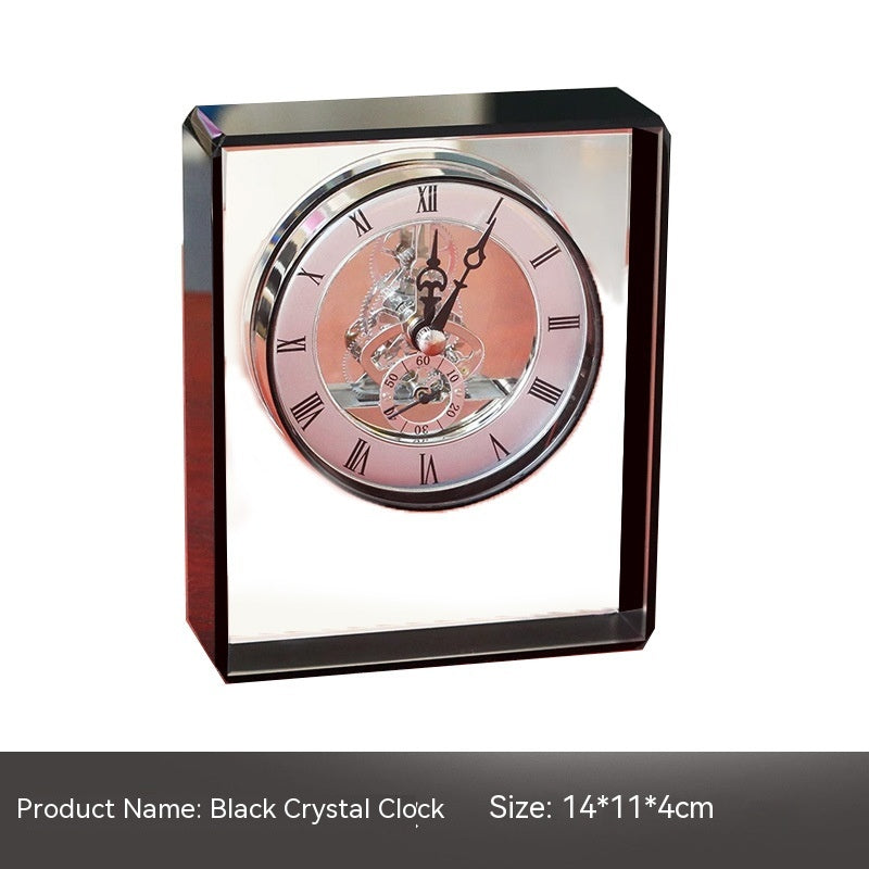 Horloge en cristal, ornement mécanique, décoration douce