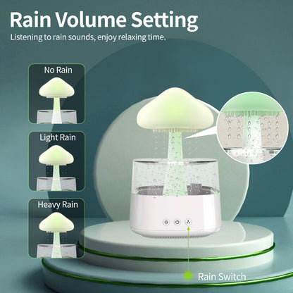 2-in-1 Desk Humidifier Rain Cloud Aromatherapy Essential Oil Zen Diffuser & Raining Cloud Night Light Mushroom Lamp