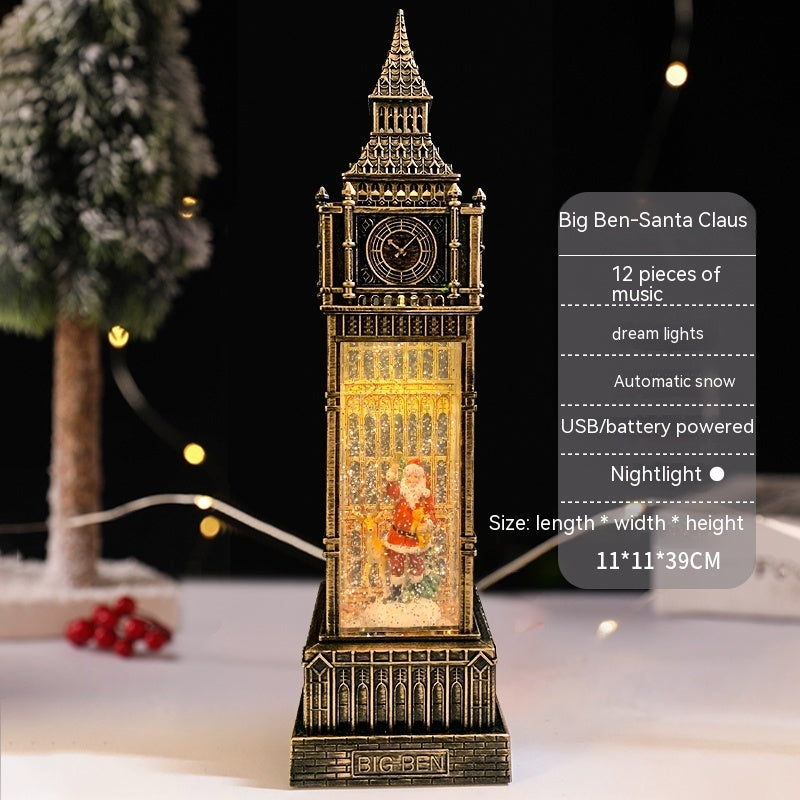 Christmas Old Man Snowman Big Ben Decorations Retro Ornaments