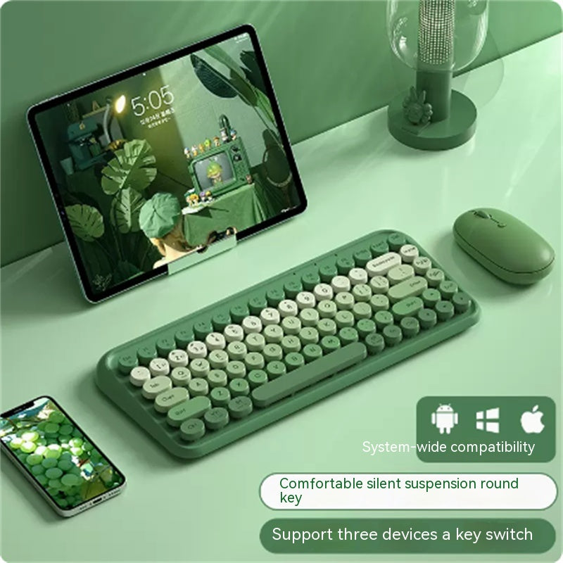 Ensemble clavier et souris Bluetooth à trois modes, sans fil, pour ordinateur portable, tablette de bureau pour filles