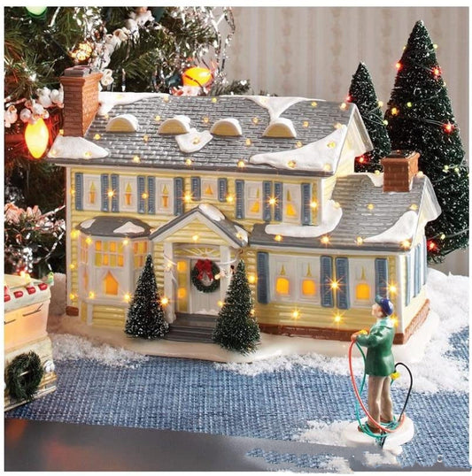 Christmas Decorations Resin Ornaments Brightly Lit Building