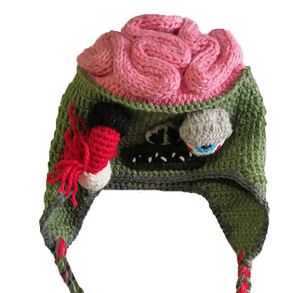 Horror Spoof Brain Hat Halloween Hand Knitted