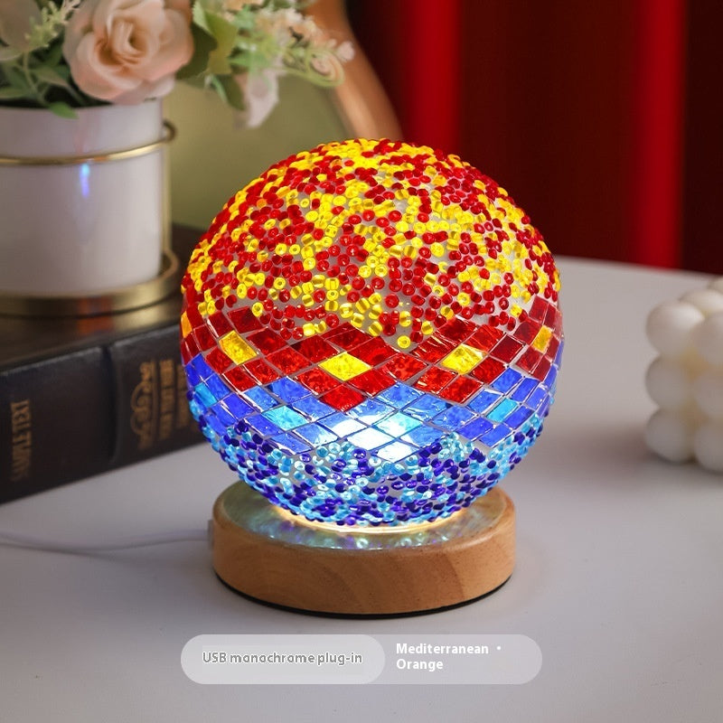 Lampe de nuit méditerranéenne de petite taille, lampe décorative créative en verre mosaïque