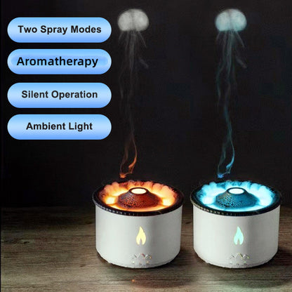 Humidificateur d'huile essentielle ultrasonique créatif, Machine d'aromathérapie volcanique, diffuseur d'humidificateur de flamme d'air de méduse