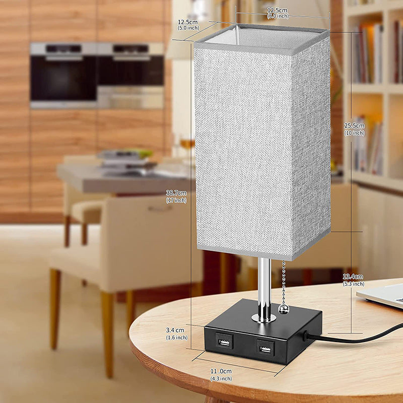 Mobile Phone Charging Fabric Table Lamp Living Room Bedroom Bedside