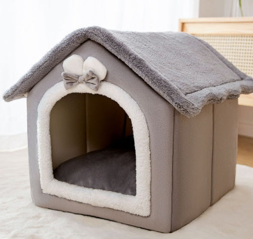 Casa plegable para perros, cama para Gato, Villa para perros de invierno, caseta para dormir, nido extraíble, cueva cerrada cálida, sofá, suministros para mascotas