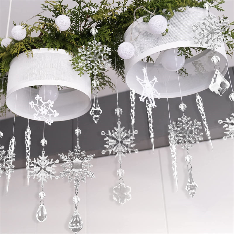 Lot de 10 pendentifs à suspendre pour sapin de Noël, bande de glace en acrylique, décoration de plafond de neige, ornements de Noël, nouvel an, décoration de maison