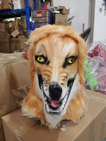 Máscara de fiesta de disfraces de hombre lobo, simulación de Halloween, tocado giratorio, disfraz de lobo, máscaras faciales para cosplay