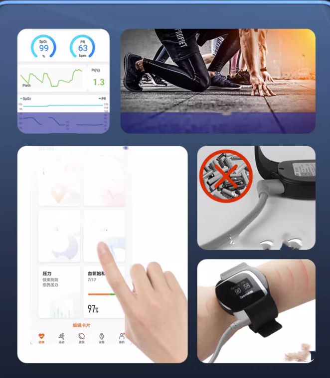 Pulsera Reloj Oxímetro Bluetooth Sueño Respiración Frecuencia Cardíaca Pulso