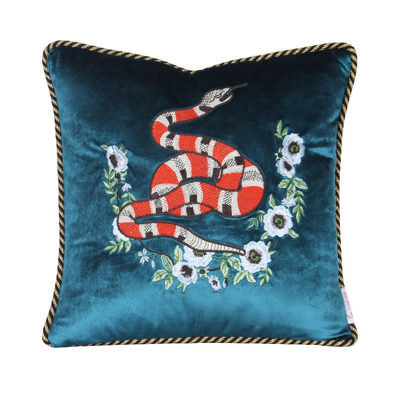 Home Velvet Embroidery Pillow Cover