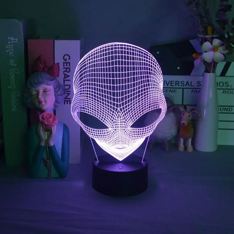 Veilleuse 3D en forme d'extraterrestre aux yeux pop, cadeau cool pour enfant pour B