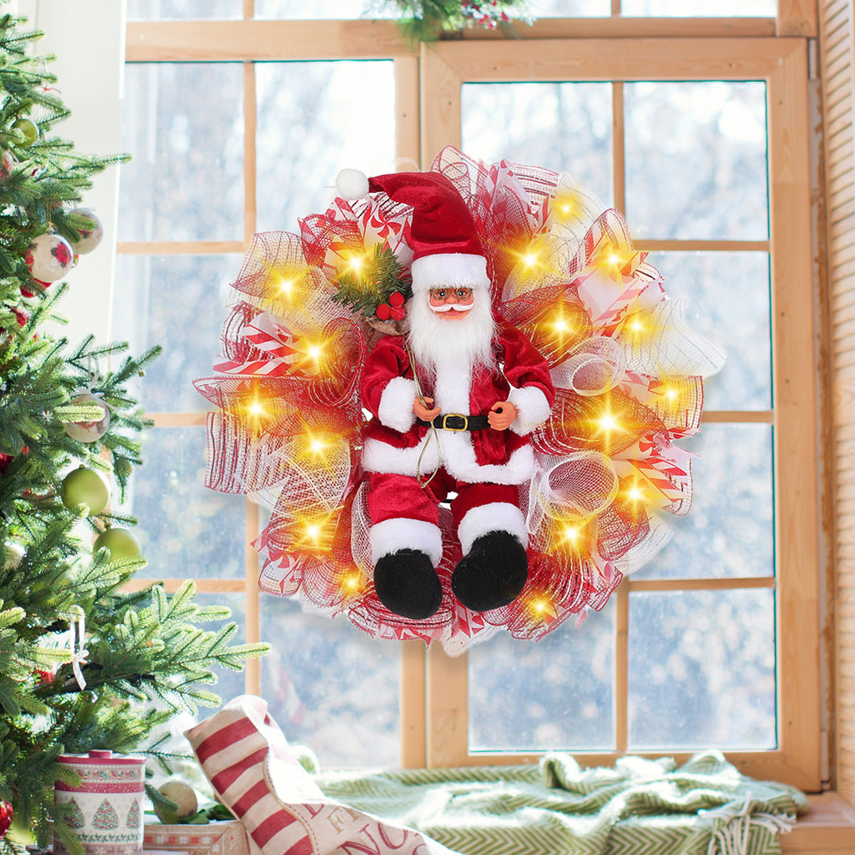 Décoration de fête de Noël en guirlande rouge