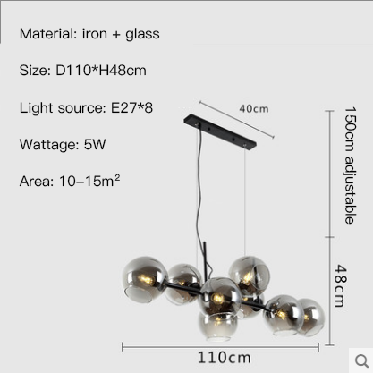 Candelabros de cristal nórdicos modernos y minimalistas en la sala de estar