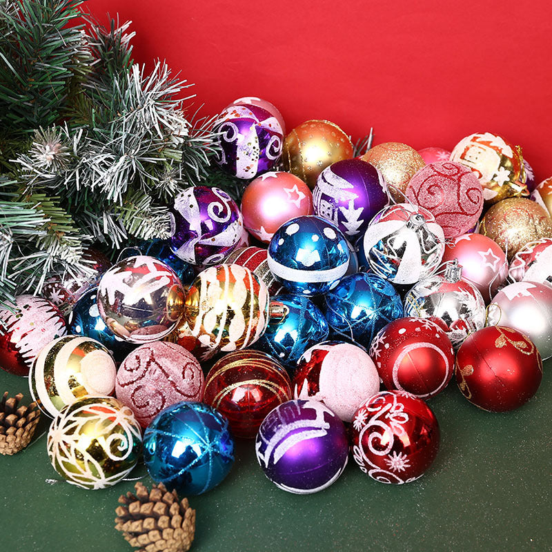 Decoration 6cm24 Colorful Painted Transparent Balls Christmas Ball Set