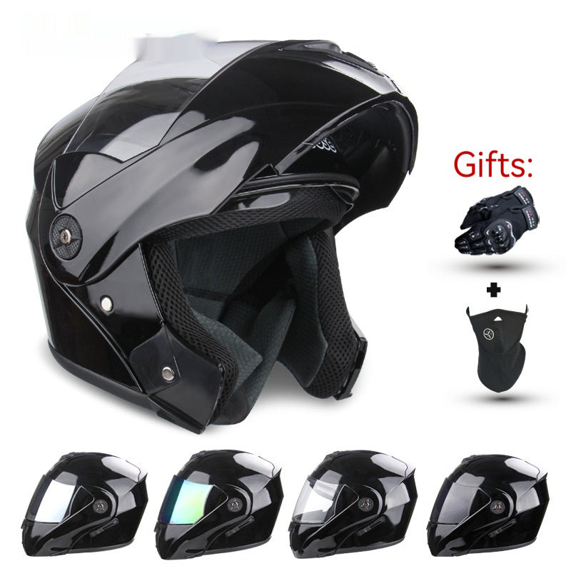 Casque de moto électrique à double lentille pour hommes et femmes