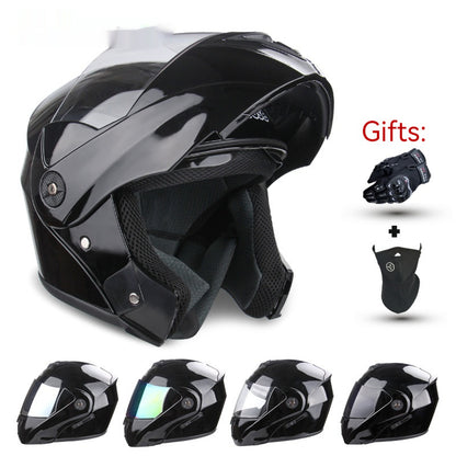 Casco de motocicleta para hombres y mujeres expuestos con doble lente de motocicleta eléctrica