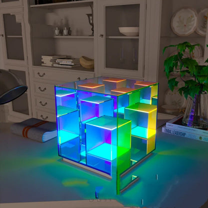 Lámpara acrílica Cube LED Color Lámpara de mesa Cube Box