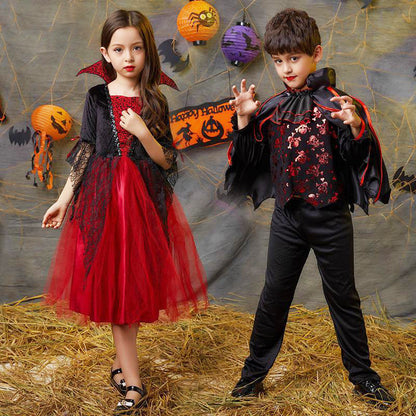 Robe de princesse vampire en gaze pour enfants pour Halloween