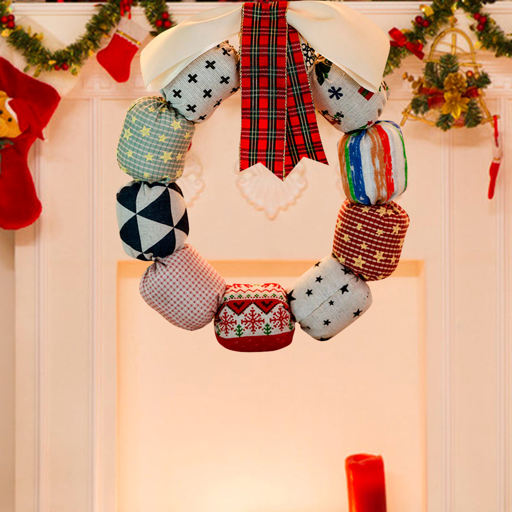 Corona navideña colgante con lazos y letrero para puerta, árbol de Navidad