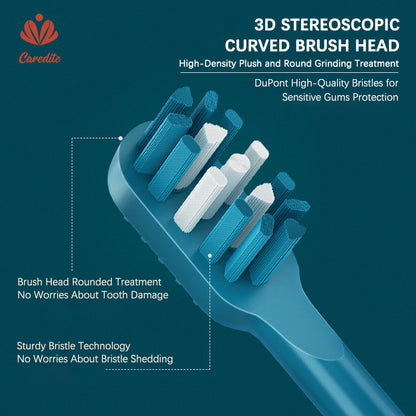 Caredita El cepillo de dientes electrónico de viaje más nuevo con estuche con función de desinfección ultravioleta, 4 modos de limpieza con 3 modelos de potencia, batería de larga duración de 45 días 