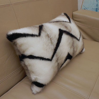 Coussin de canapé en peluche courte, motif zèbre et tigre, fausse fourrure, oreiller