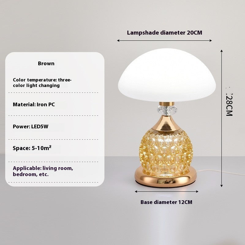 Lampe de table de luxe légère en forme de champignon pour chambre à coucher