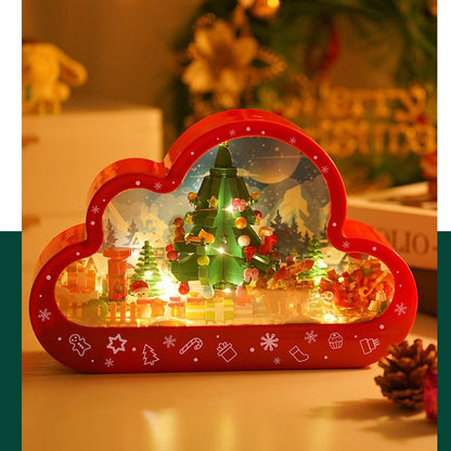 Christma Nuevo estilo ensamblado juguetes de bloques de construcción Nube Lámpara de noche Espejos decorativos Marco Luces de mesa LED Escritorio creativo Dormitorio Regalos de cumpleaños hechos a mano