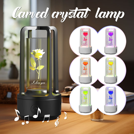 Lámpara de cristal acrílica de Audio 2 en 1 creativa y Altavoz Bluetooth, lámpara de noche táctil para regalo del Día de San Valentín