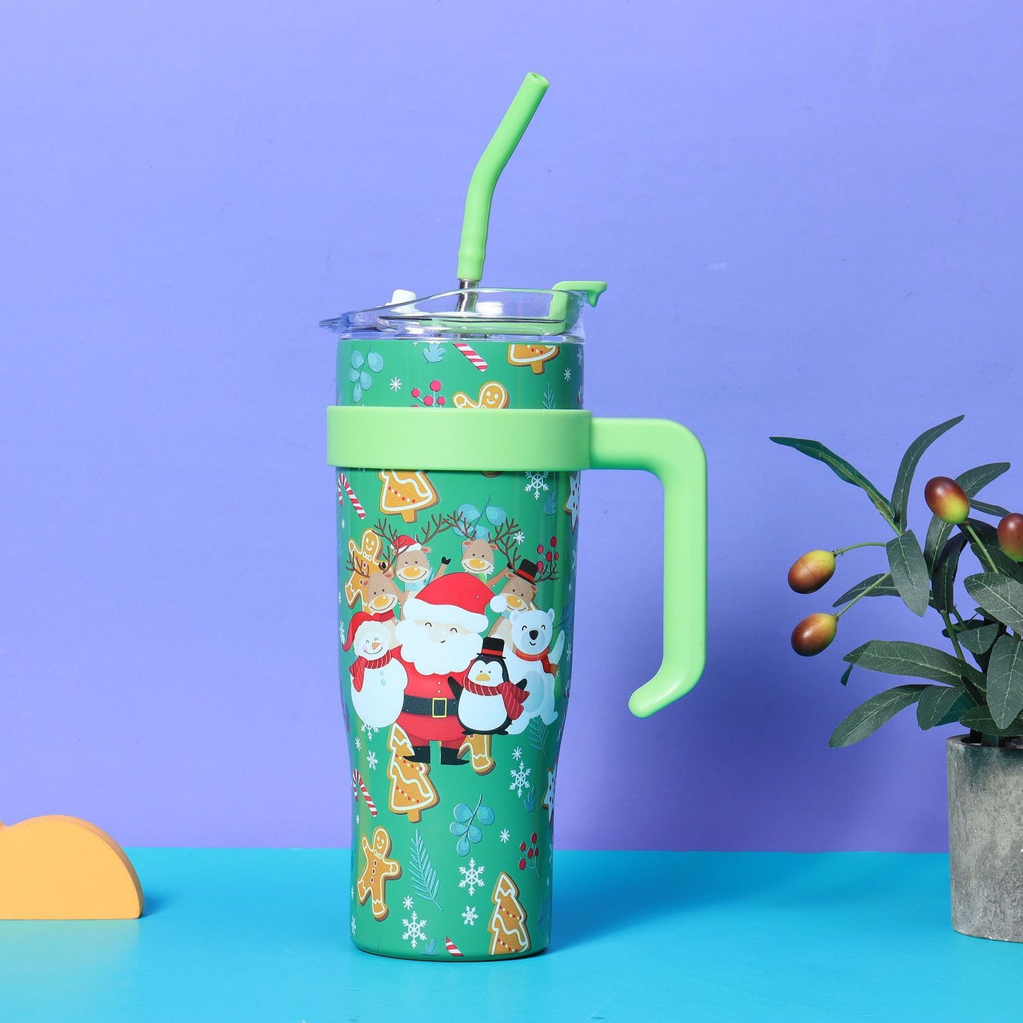 Grande tasse à glace de Noël en acier inoxydable 304 de 40 oz de grande capacité