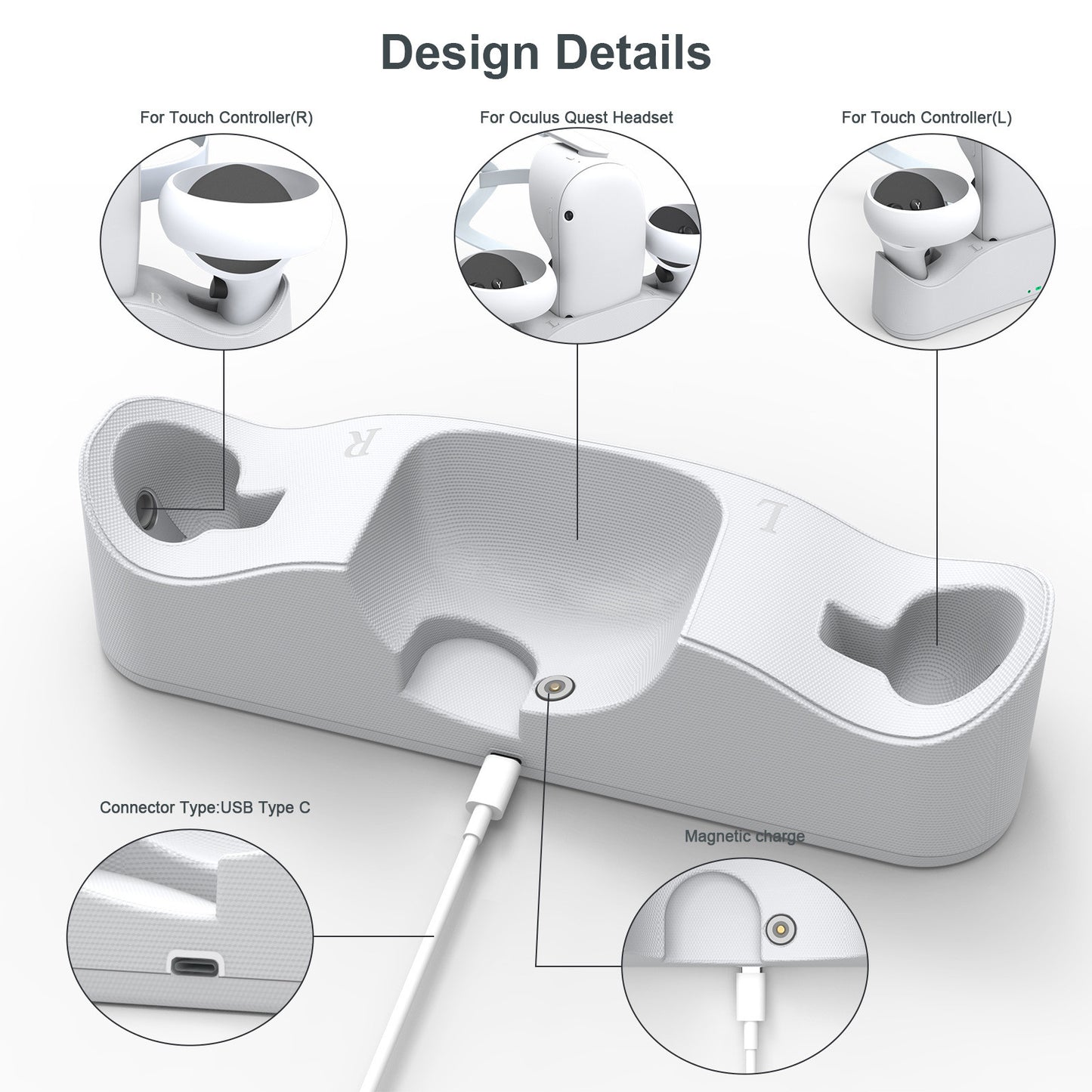 Base de chargement magnétique pour poignée de lunettes VR