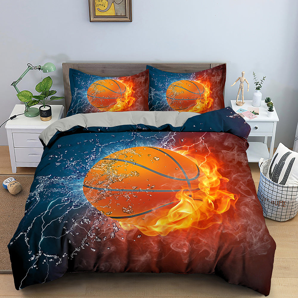 Cross-border Amazon Three-piece Bed Set Home Textile Four-piece Set Basketball Quilt Cover Thick Twill Wish