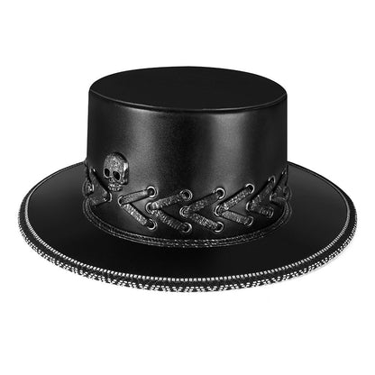 Sombrero de copa negro con calavera punk para Halloween