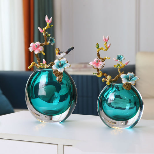 Enamel Color Small Ornaments Neo Chinese Style Vase Home Ornament Opening And Housewarming Gift Glass Vase