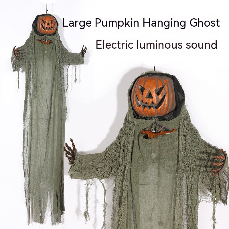 Halloween Decoration Pumpkin Hanging Ghost Chamber Haunted House Script Killing Voice Control Electric Horror Props