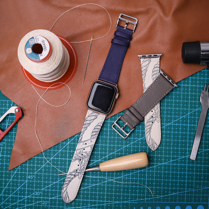 Bracelet cousu à la main avec fermoir papillon pour montre intelligente