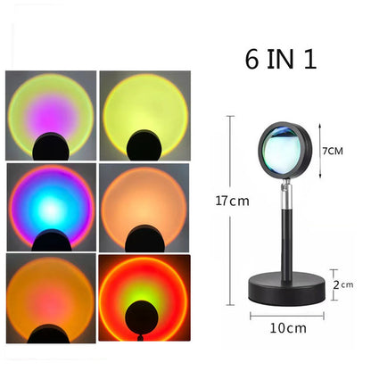 Lámpara de proyección de puesta de sol Luz nocturna de atmósfera de arco iris