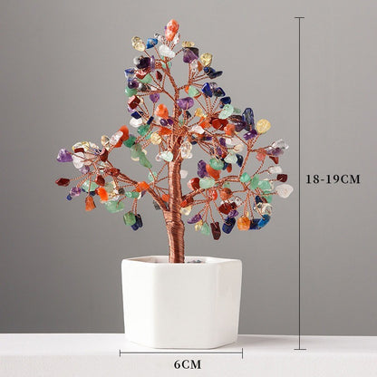 Decoración de mesa de árbol Zhaocai de cristal natural